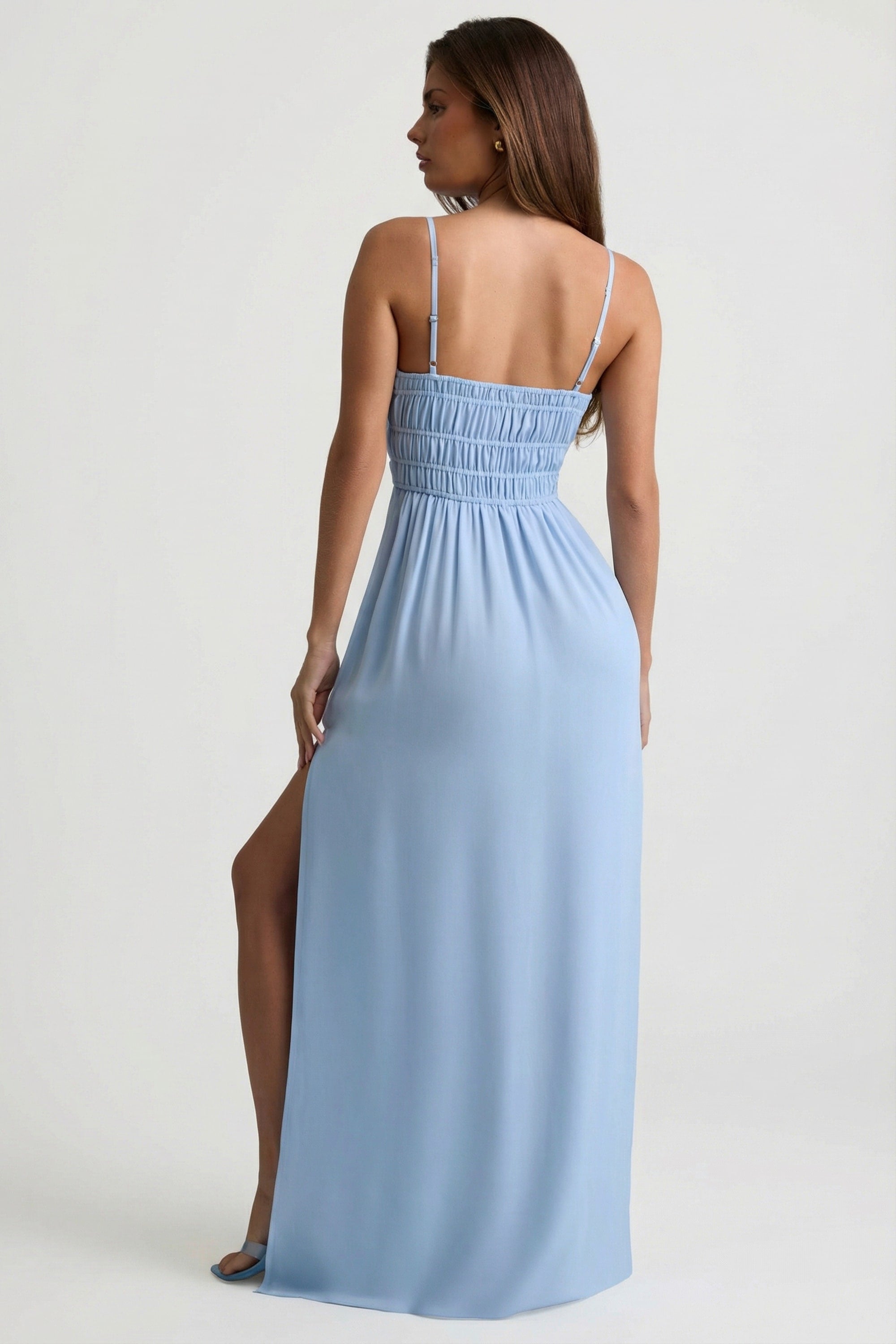 Shirred Camisole Maxi Dress in Sky Blue